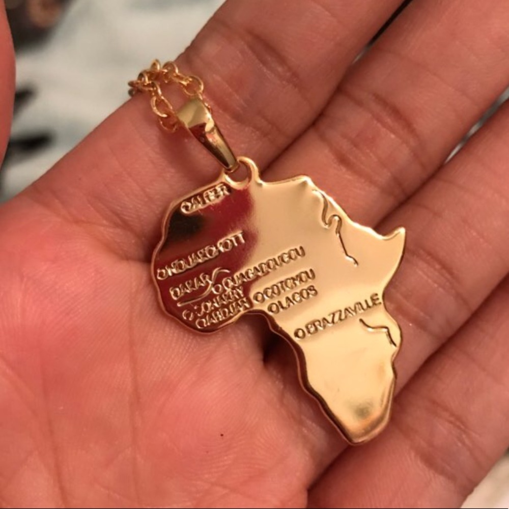 New 18k gold plated map necklace